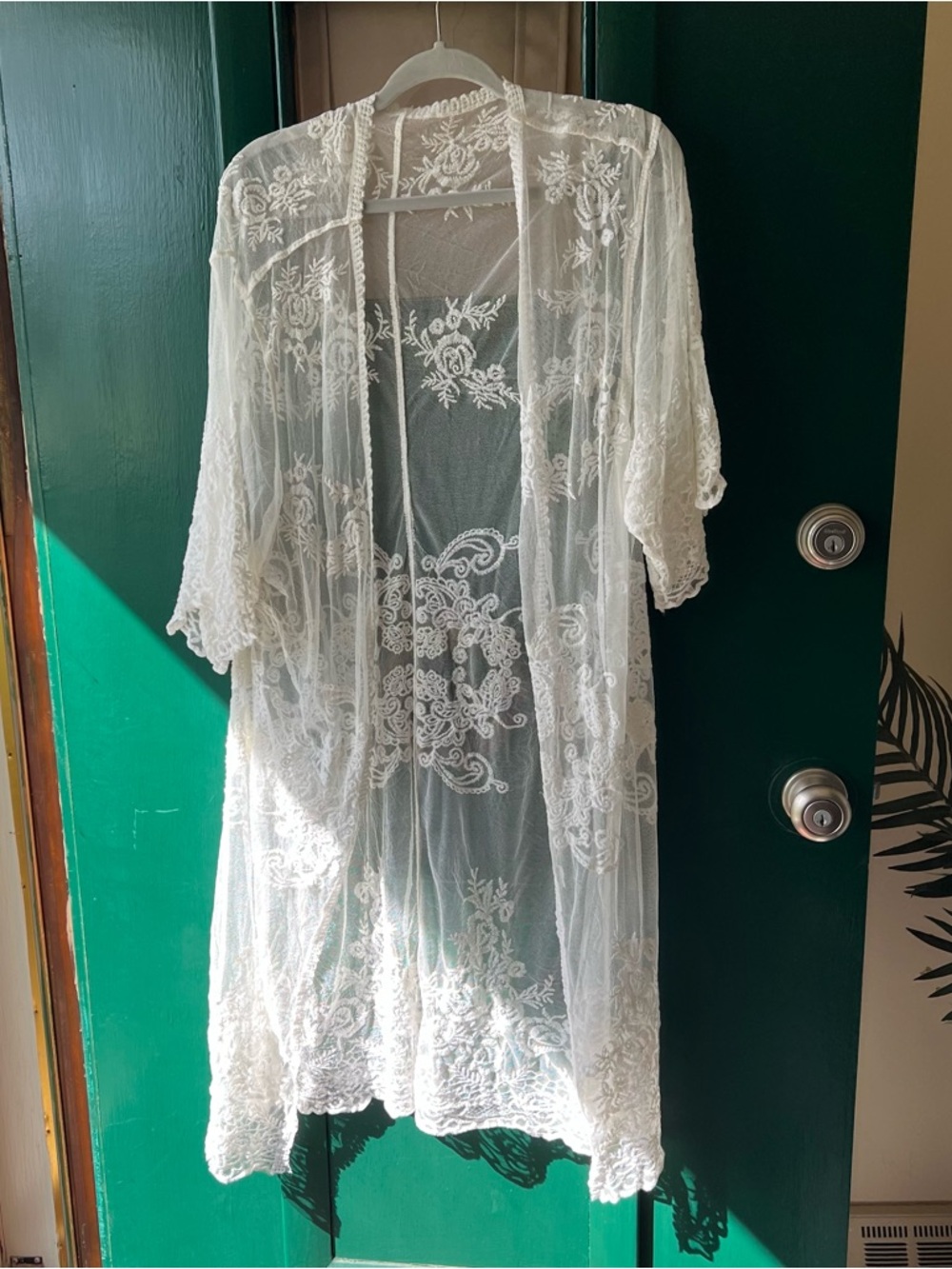 Amazon Sheer Lace Kimono Robe - White